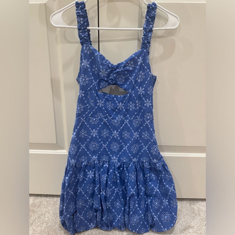 ZARA OPENWORK EMBROIDERED MINI DRESS